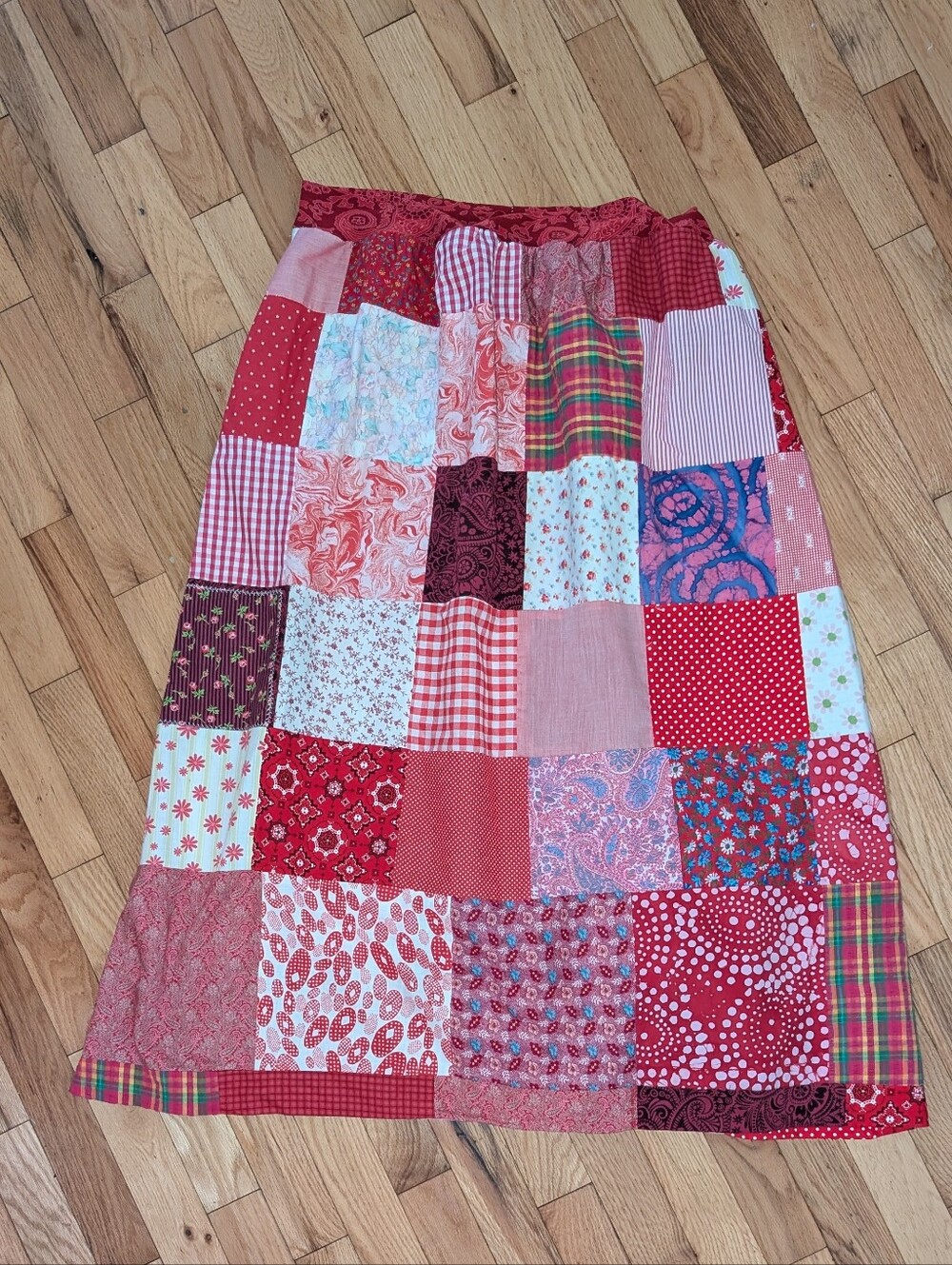 Patchwork Skirt, Handmade, Shades of Red, Size 2/3X